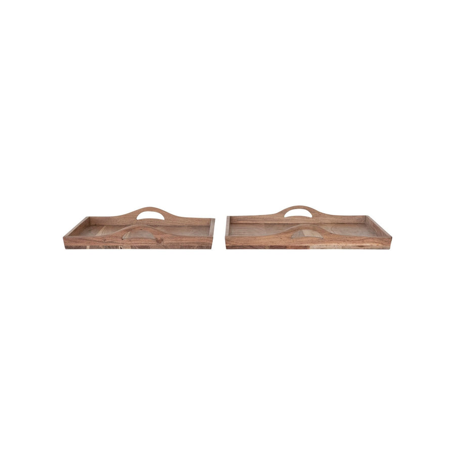 Bandejas de madera de acacia con asas, 2 tamaños