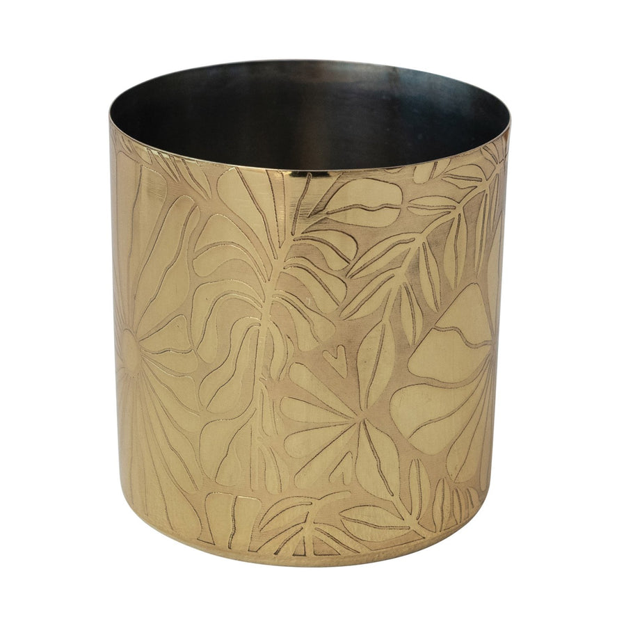 Recipiente/taza de acero inoxidable de 16 oz con flores grabadas