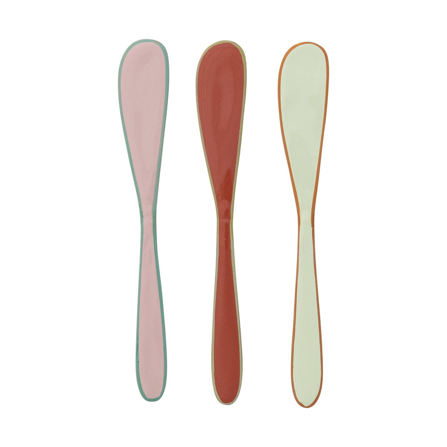 Cuchillo para canapés de acero inoxidable esmaltado con filo de color, 3 colores