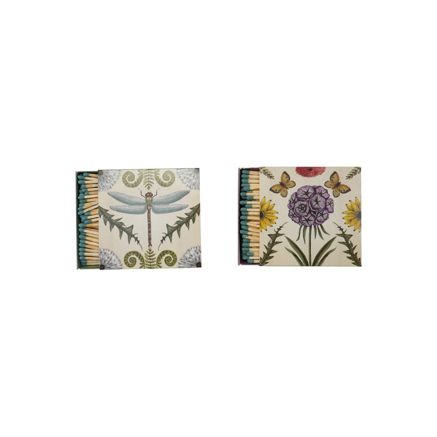 Safety Matches in Matchbox with Animals & Botanicals, 2 Styles ©