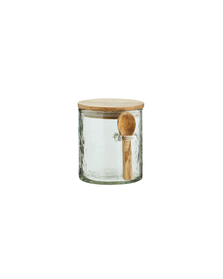 Frasco de Vidrio con Tapa y Cuchara de madera, 3 tamaños