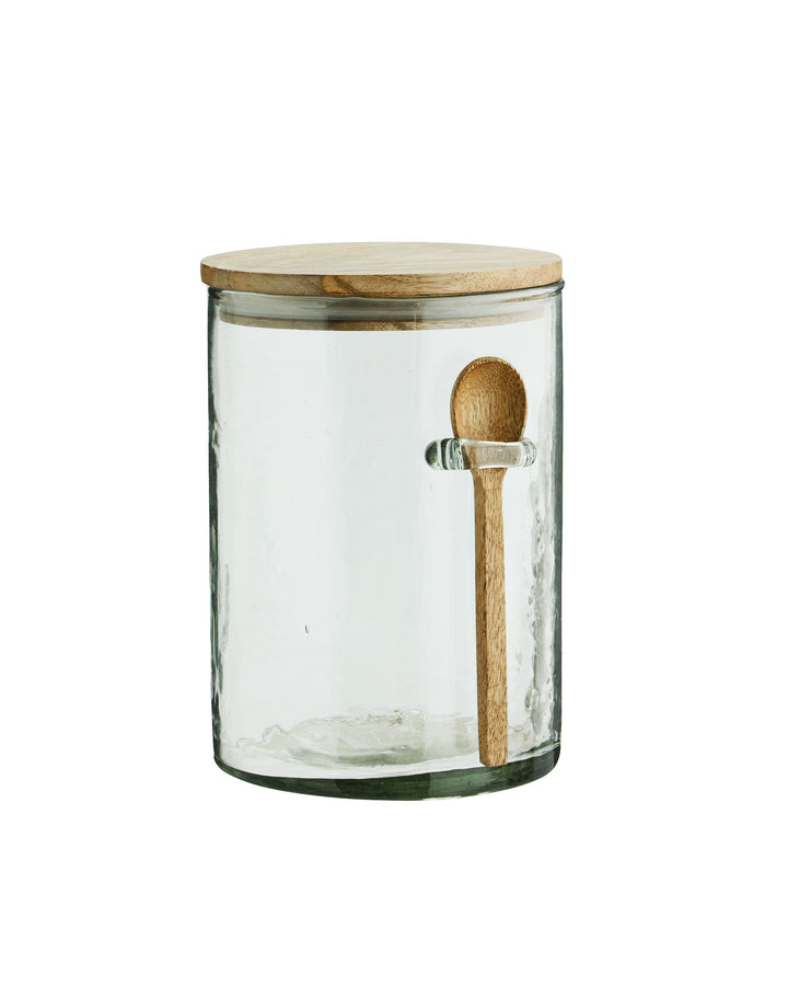 Frasco de Vidrio con Tapa y Cuchara de madera, 3 tamaños