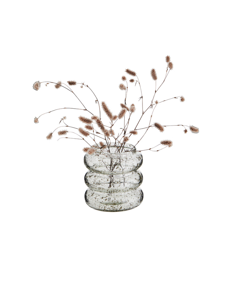 Florero Pequeño de Vidrio Burbujas y Anillos