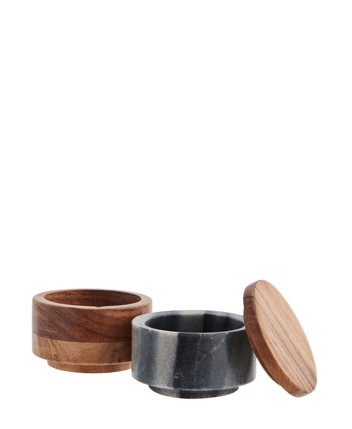 Salero o Especiero Apilable con tapa de mármol y madera, 2 colores
