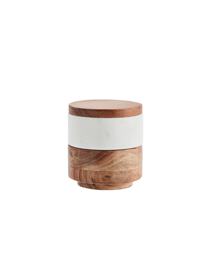 Salero o Especiero Apilable con tapa de mármol y madera, 2 colores