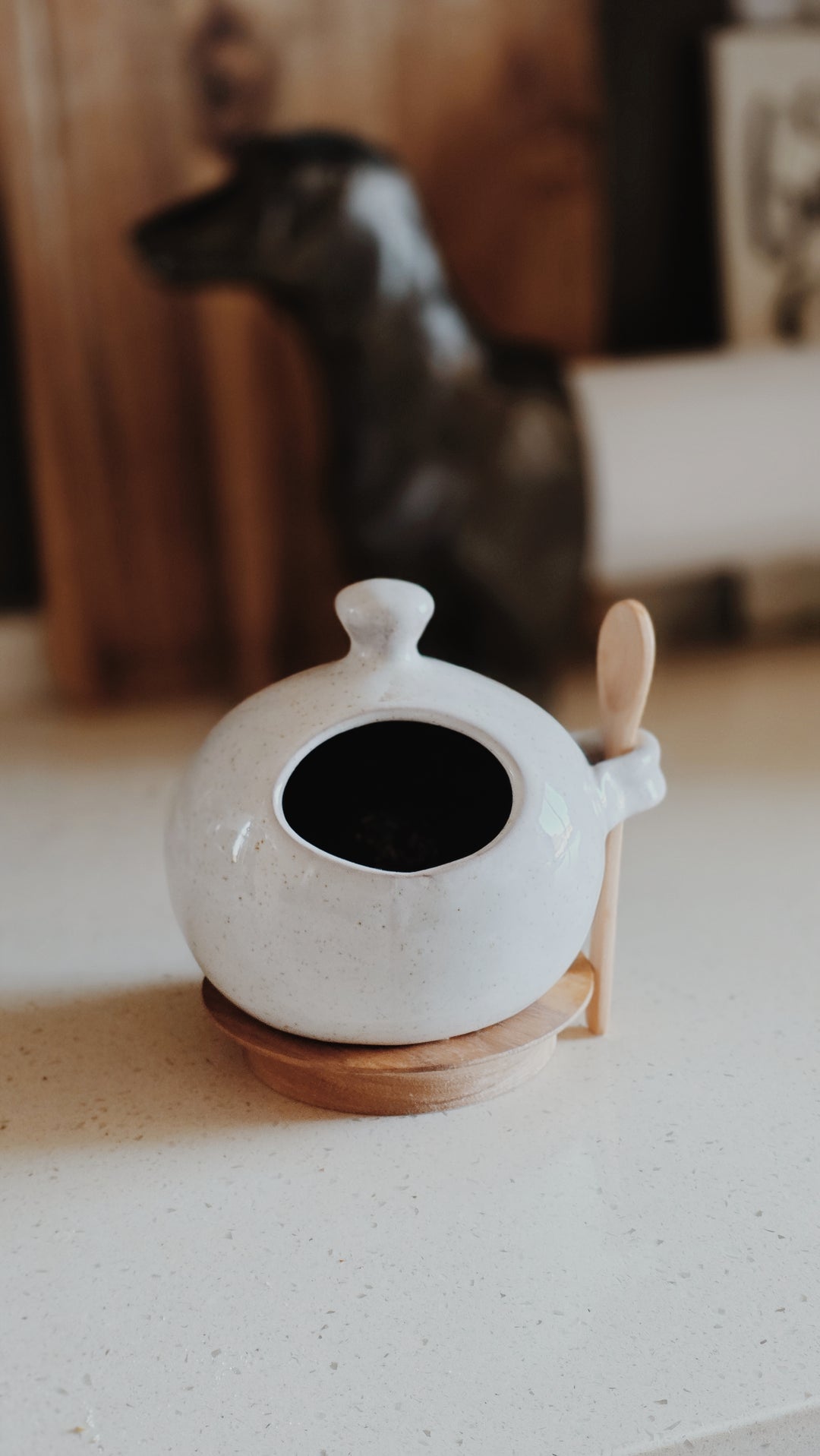 Salero de Gres con Cuchara y Base