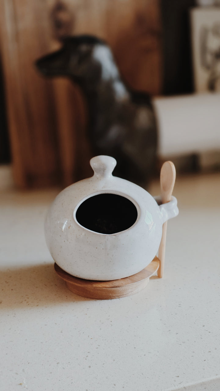 Salero de Gres con Cuchara y Base