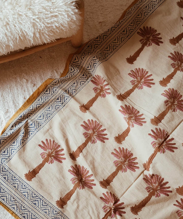 Mantel o Manta Block Print Palmeras 220 x 140 cm