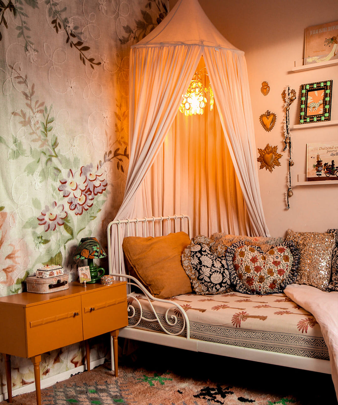 Mantel o Manta Block Print Palmeras 220 x 140 cm