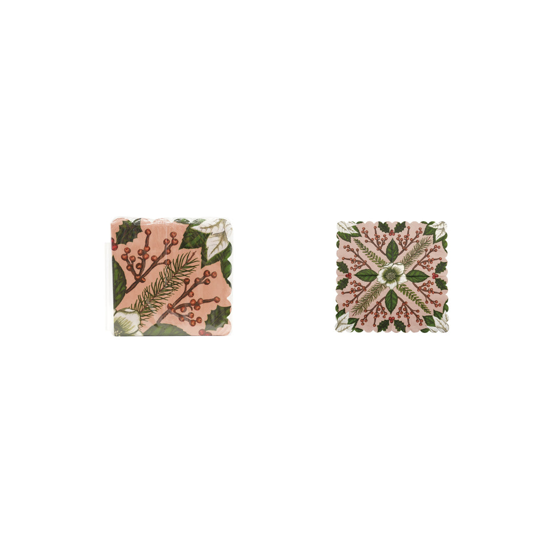 Paper Scalloped Napkins with Seasonal Botanical Pattern (Contains 50 Folded Pieces) ©