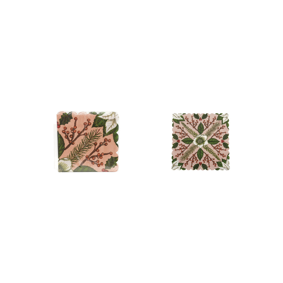 Paper Scalloped Napkins with Seasonal Botanical Pattern (Contains 50 Folded Pieces) ©