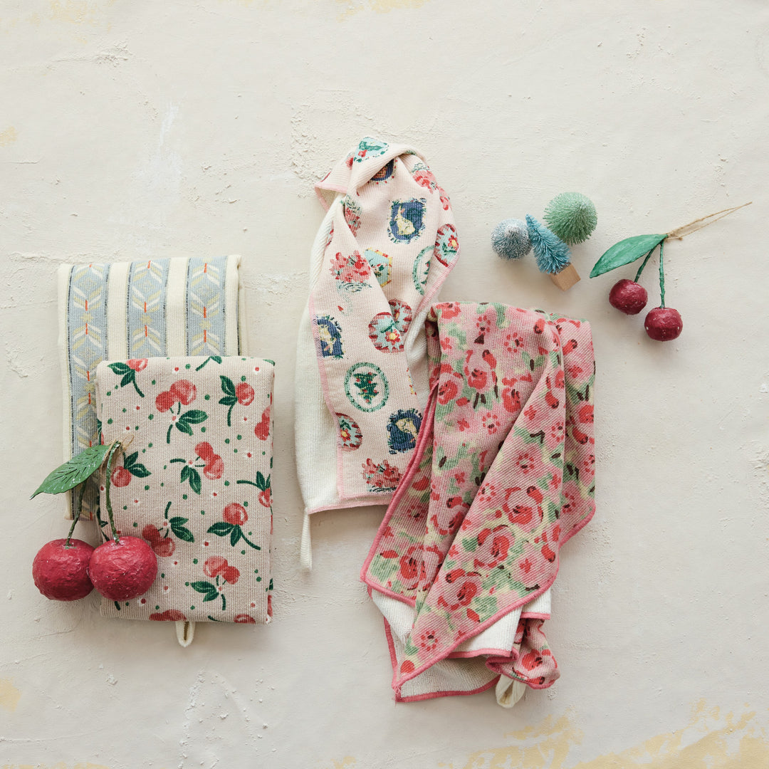 Paño de Cocina de Algodón tipo Toalla con Estampado, 4 estilos
