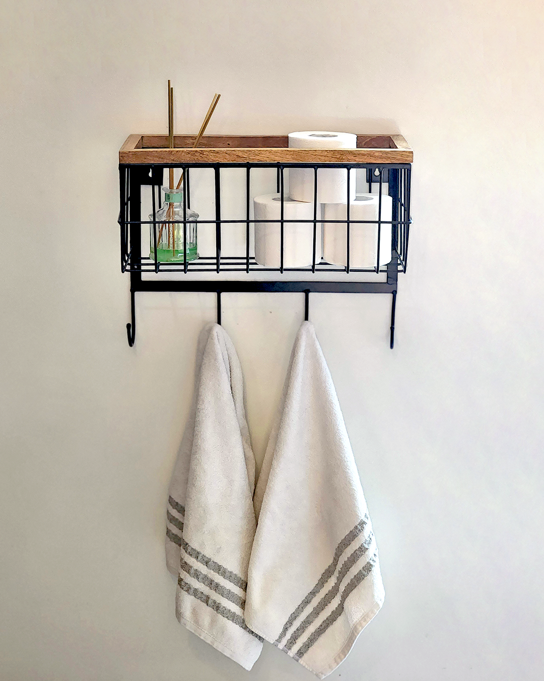 Repisa Perchero metal y madera