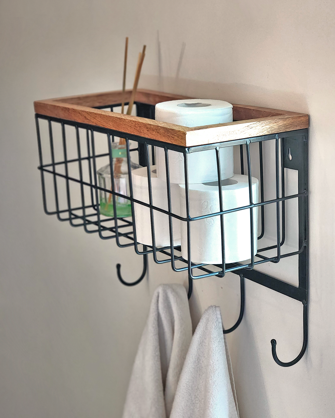 Repisa Perchero metal y madera